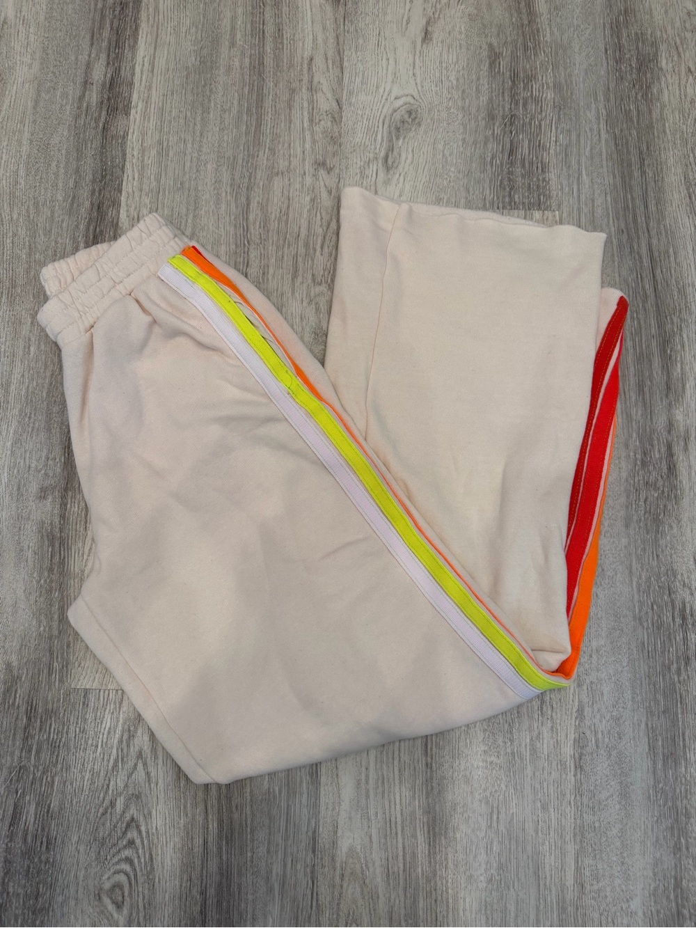 Aviator Nation XS Cream Neon Stripe Sweatpants Made in USA